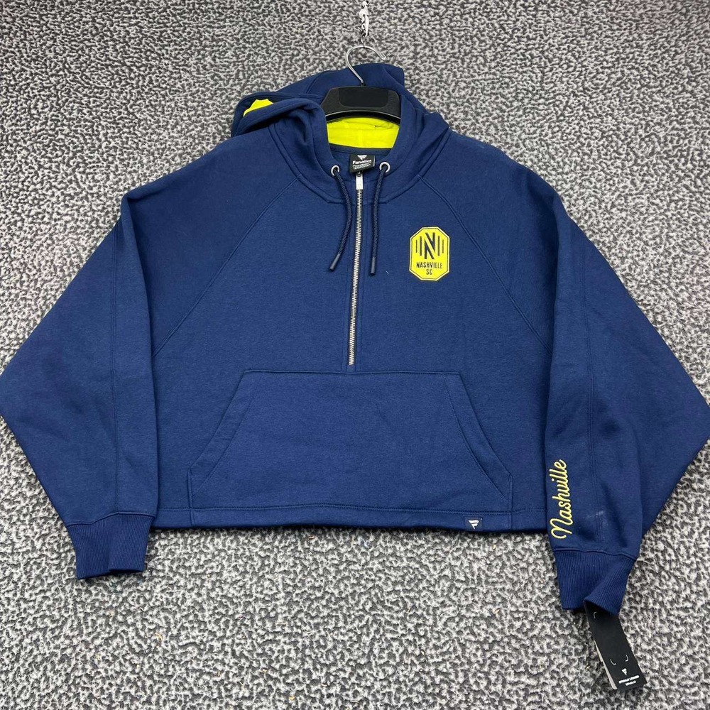 Nashville SC Hoodie Women Medium Navy Fanatics Half Zip Cropped Pullover New m